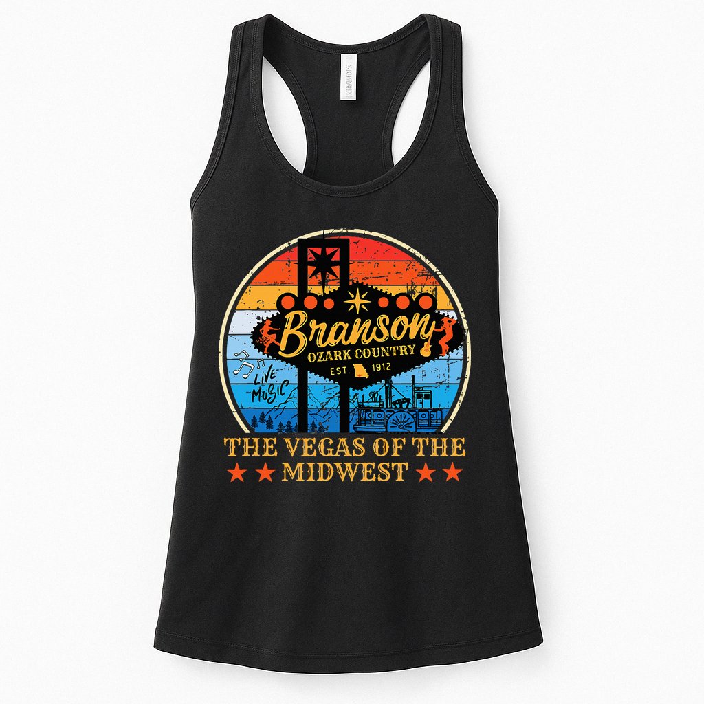 Retro Vintage Branson Missouri Vegas Of The Midwest Tourism Womens Tank Top