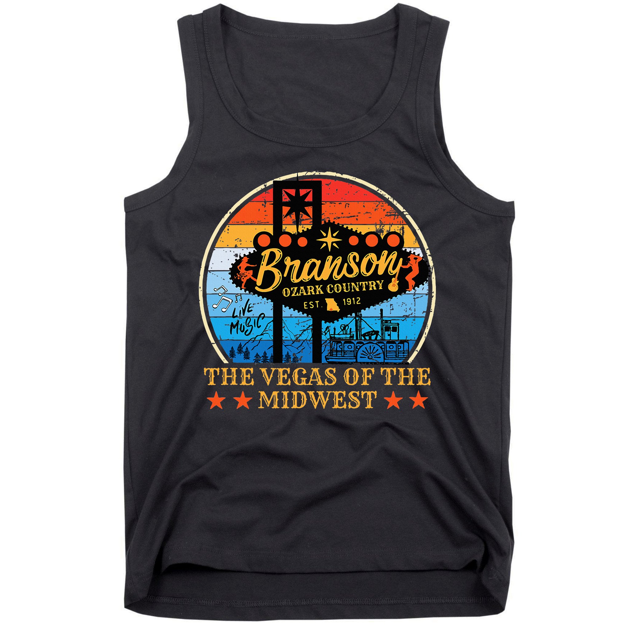 Retro Vintage Branson Missouri Vegas Of The Midwest Tourism Tank Top