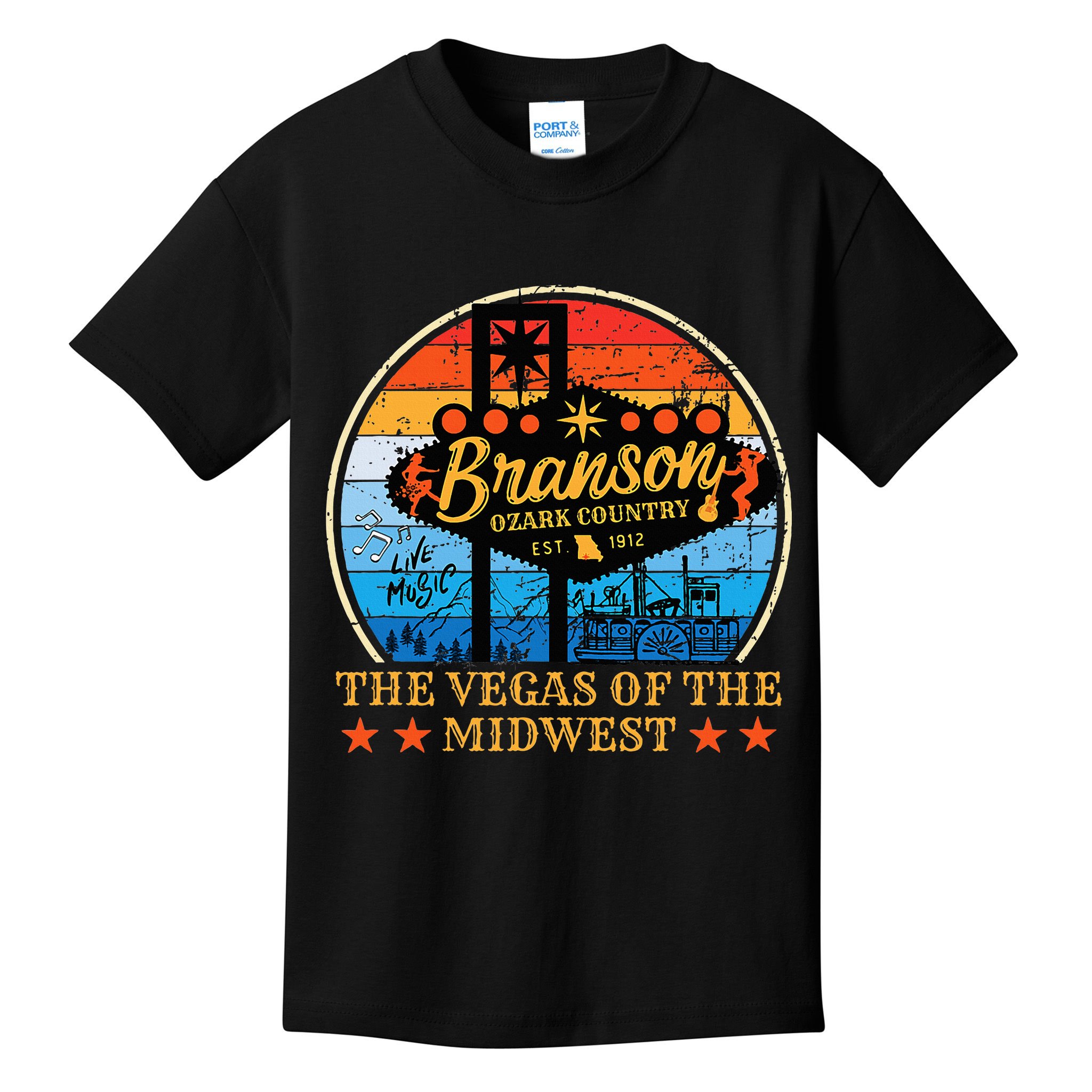 Retro Vintage Branson Missouri Vegas Of The Midwest Tourism Kids T-Shirt