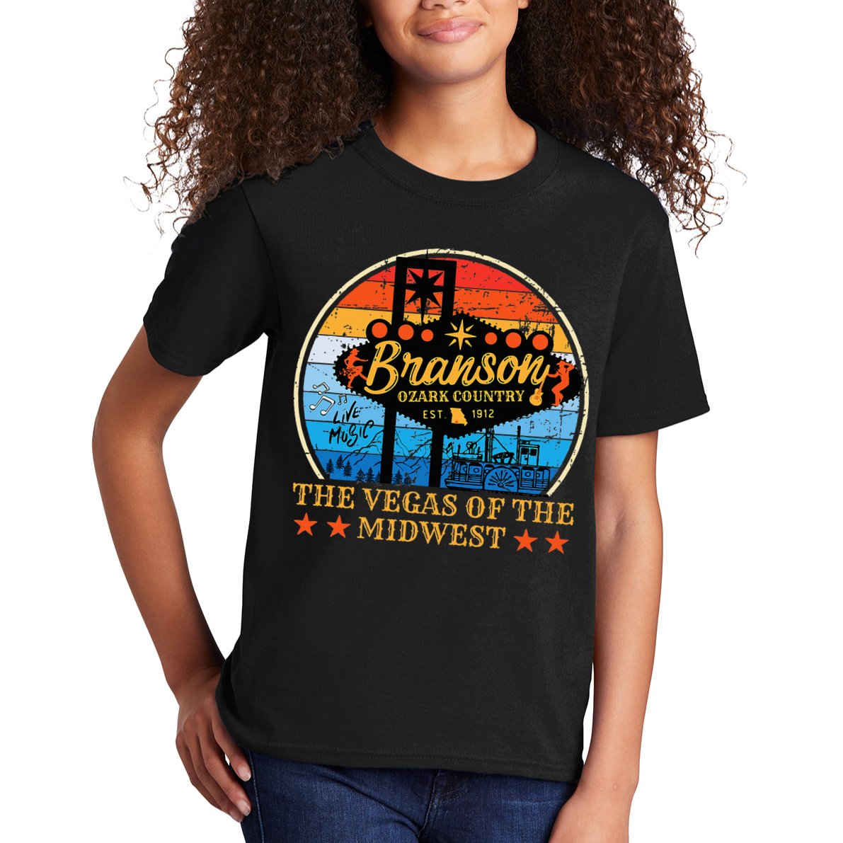 Retro Vintage Branson Missouri Vegas Of The Midwest Tourism Kids T-Shirt