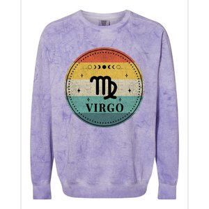 Retro Virgo Birthday Zodiac Sign Virgo Cute Gift Colorblast Crewneck Sweatshirt