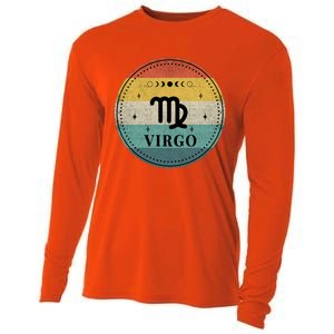 Retro Virgo Birthday Zodiac Sign Virgo Cute Gift Cooling Performance Long Sleeve Crew