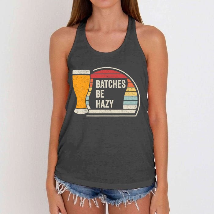 Retro Vintage Batches Be Hazy For Home Brewing Craft Beer Women's Knotted Racerback Tank