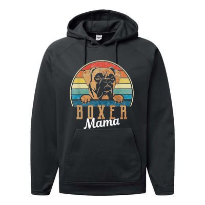 Retro Vintage Boxer Mama Boxer Dog Mom Performance Fleece Hoodie