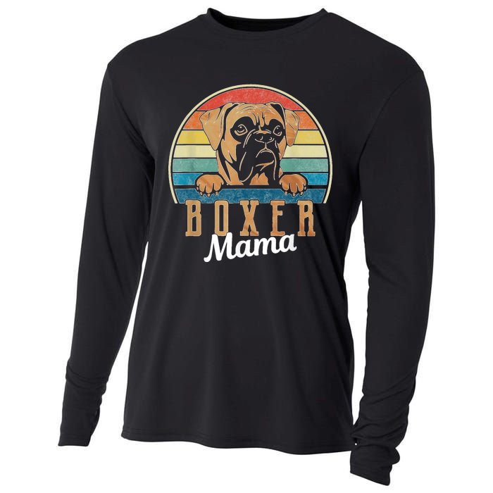 Retro Vintage Boxer Mama Boxer Dog Mom Cooling Performance Long Sleeve Crew