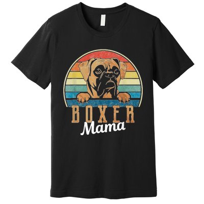 Retro Vintage Boxer Mama Boxer Dog Mom Premium T-Shirt