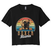 Retro Vintage Boxer Mama Boxer Dog Mom Women's Crop Top Tee