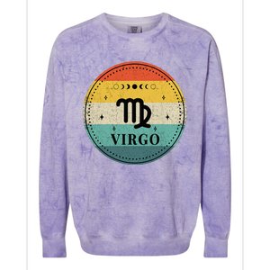 Retro Virgo Birthday Zodiac Sign Virgo Colorblast Crewneck Sweatshirt