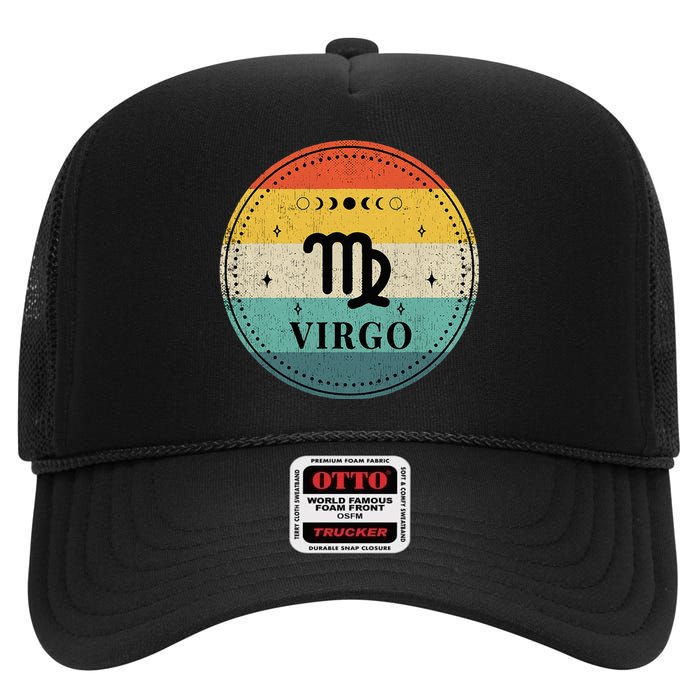 Retro Virgo Birthday Zodiac Sign Virgo High Crown Mesh Back Trucker Hat