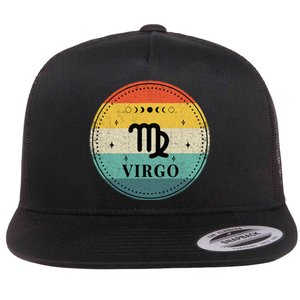 Retro Virgo Birthday Zodiac Sign Virgo Flat Bill Trucker Hat