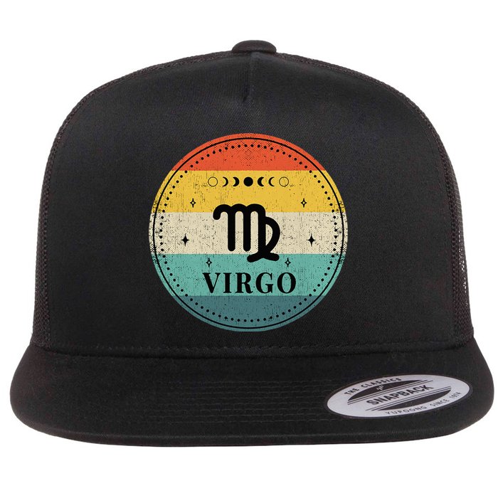 Retro Virgo Birthday Zodiac Sign Virgo Flat Bill Trucker Hat