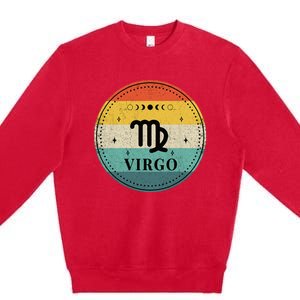 Retro Virgo Birthday Zodiac Sign Virgo Premium Crewneck Sweatshirt