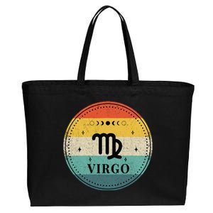 Retro Virgo Birthday Zodiac Sign Virgo Cotton Canvas Jumbo Tote