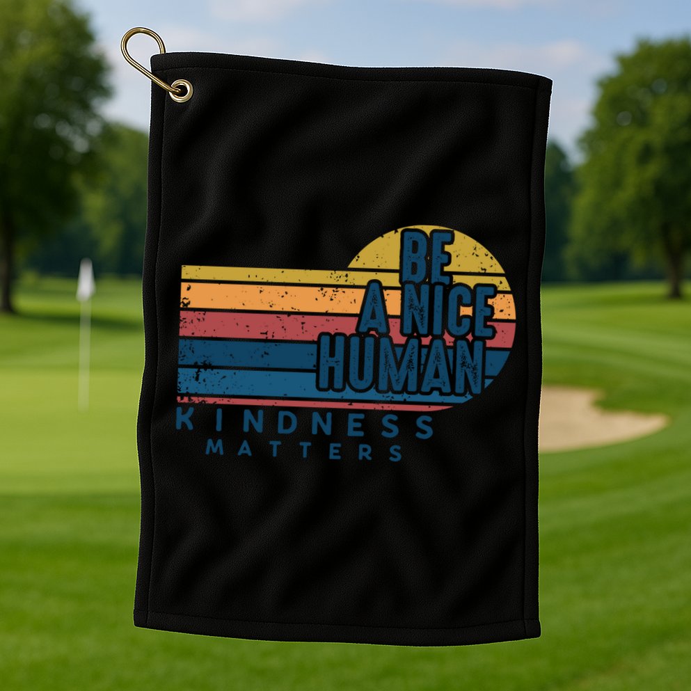 Retro Vintage Be A Nice Human Kindness Matters Giftbe Kind Gift Golf Towel