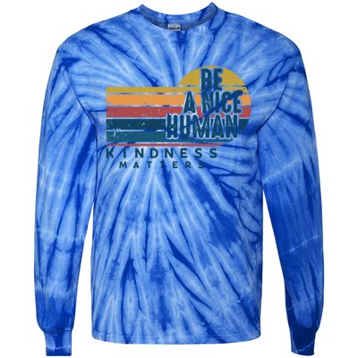 Retro Vintage Be A Nice Human Kindness Matters Giftbe Kind Gift Tie-Dye Long Sleeve Shirt