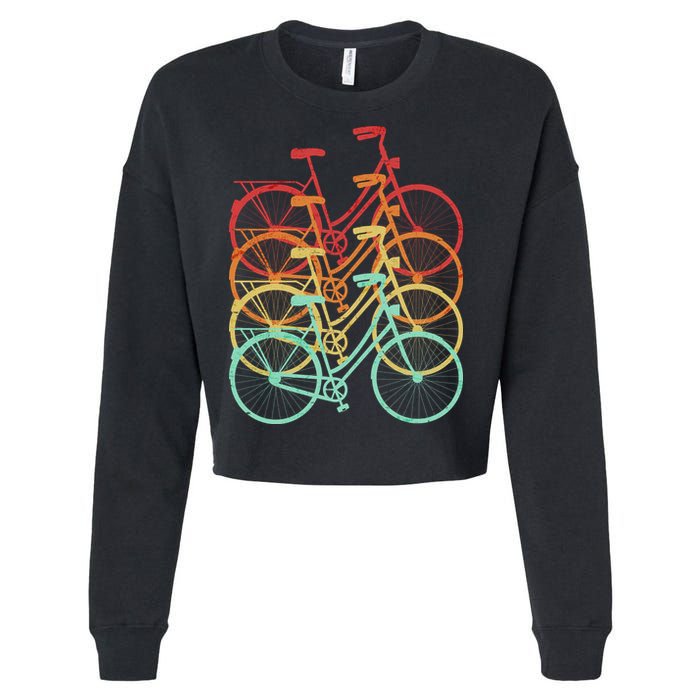 Retro Vintage Bicycle Bike Cropped Pullover Crew