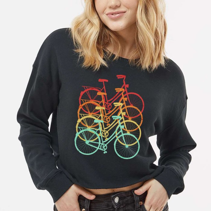 Retro Vintage Bicycle Bike Cropped Pullover Crew