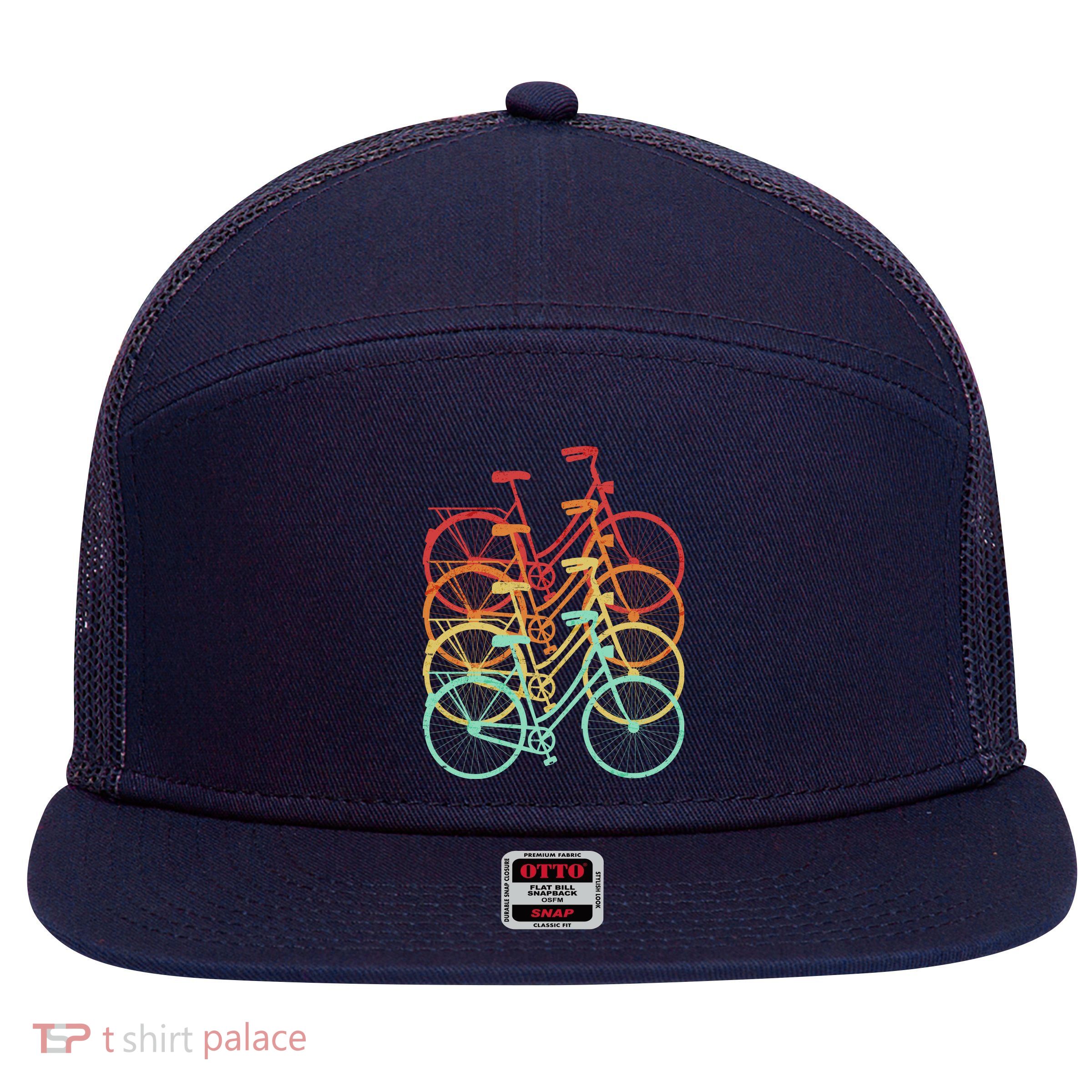 Retro Vintage Bicycle Bike 7 Panel Mesh Trucker Snapback Hat