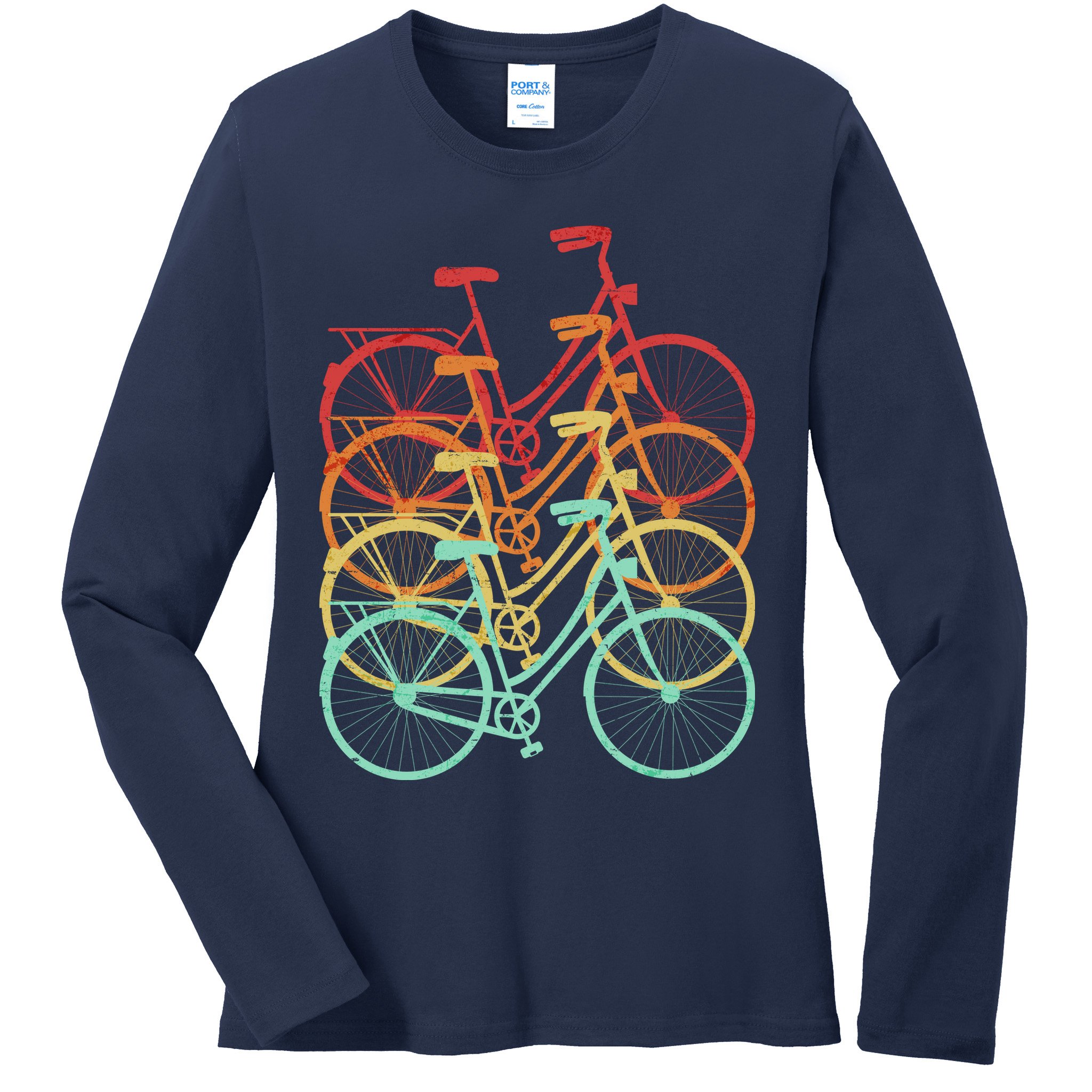 Retro Vintage Bicycle Bike Ladies Long Sleeve Shirt