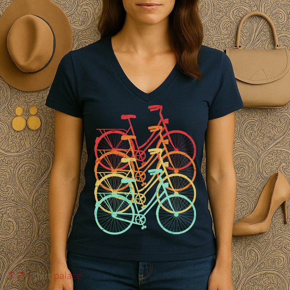 Retro Vintage Bicycle Bike Women's V-Neck T-Shirt