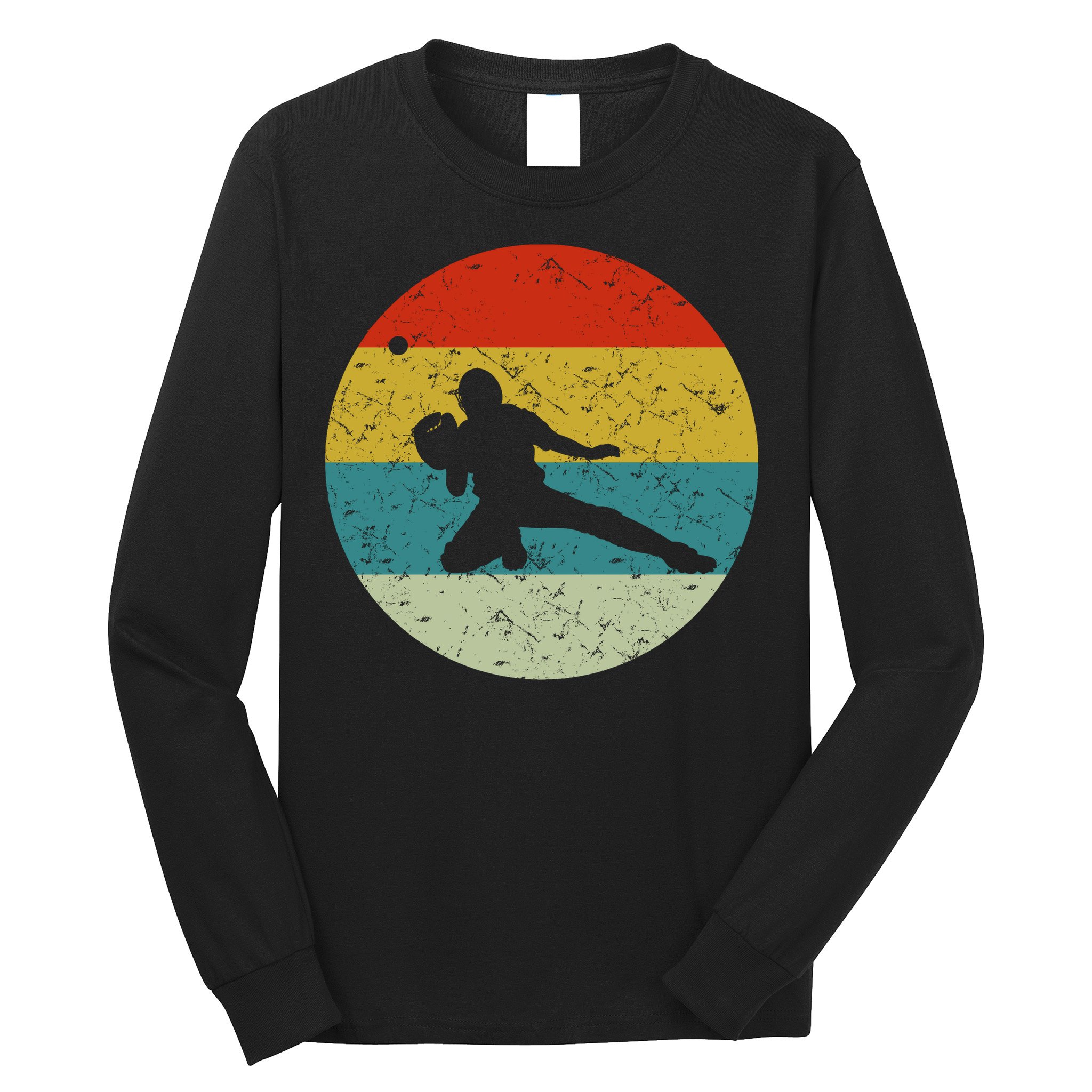 Retro Vintage Baseball Catcher Long Sleeve Shirt
