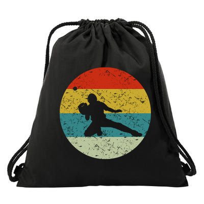 Retro Vintage Baseball Catcher Drawstring Bag