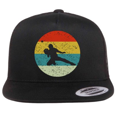 Retro Vintage Baseball Catcher Flat Bill Trucker Hat
