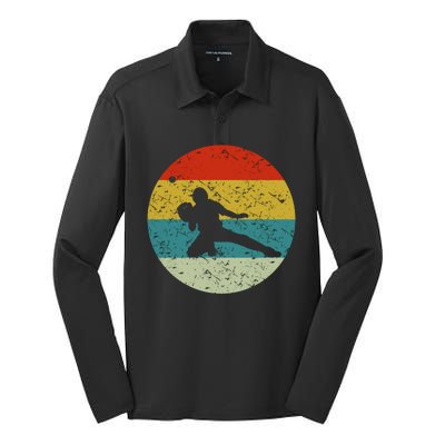 Retro Vintage Baseball Catcher Silk Touch Performance Long Sleeve Polo