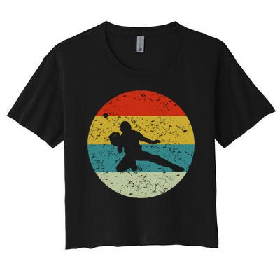 Retro Vintage Baseball Catcher Women's Crop Top Tee