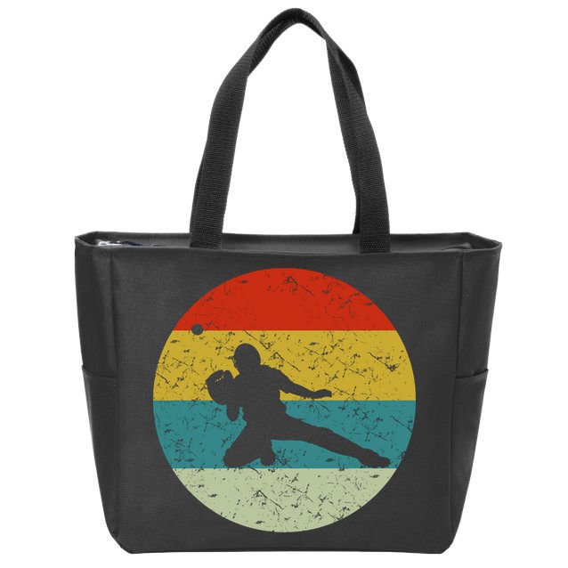 Retro Vintage Baseball Catcher Zip Tote Bag