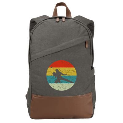 Retro Vintage Baseball Catcher Cotton Canvas Backpack