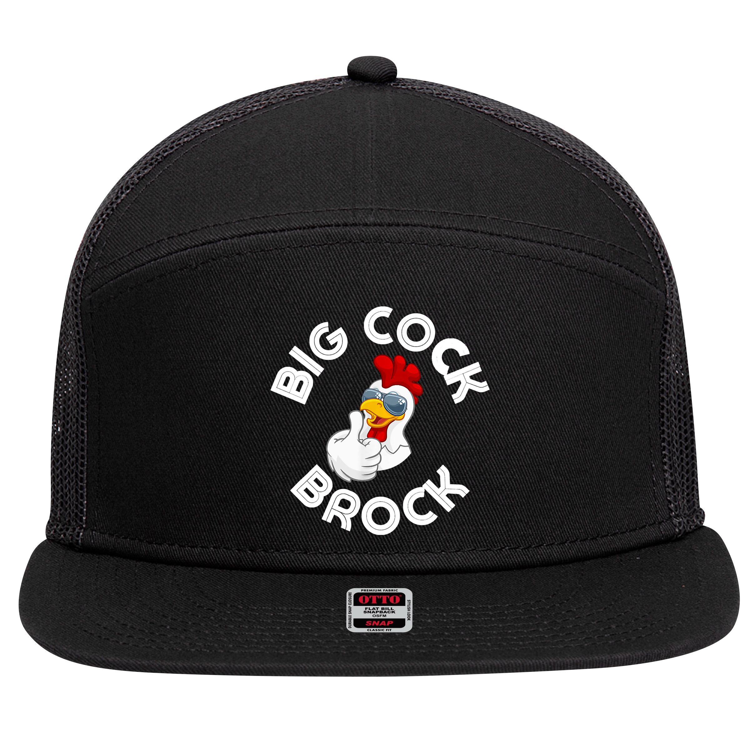 Retro Vintage Big Cock Brock Humor 7 Panel Mesh Trucker Snapback Hat
