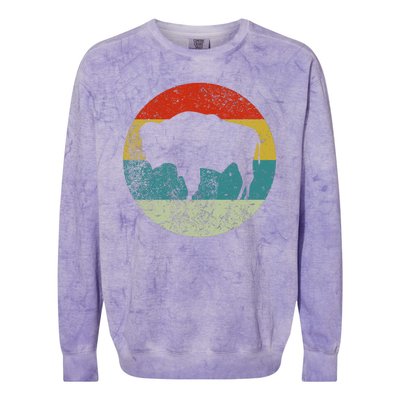 Retro Vintage Bison Colorblast Crewneck Sweatshirt