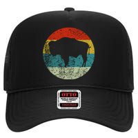 Retro Vintage Bison High Crown Mesh Back Trucker Hat