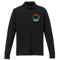 Retro Vintage Bison Performance Long Sleeve Polo