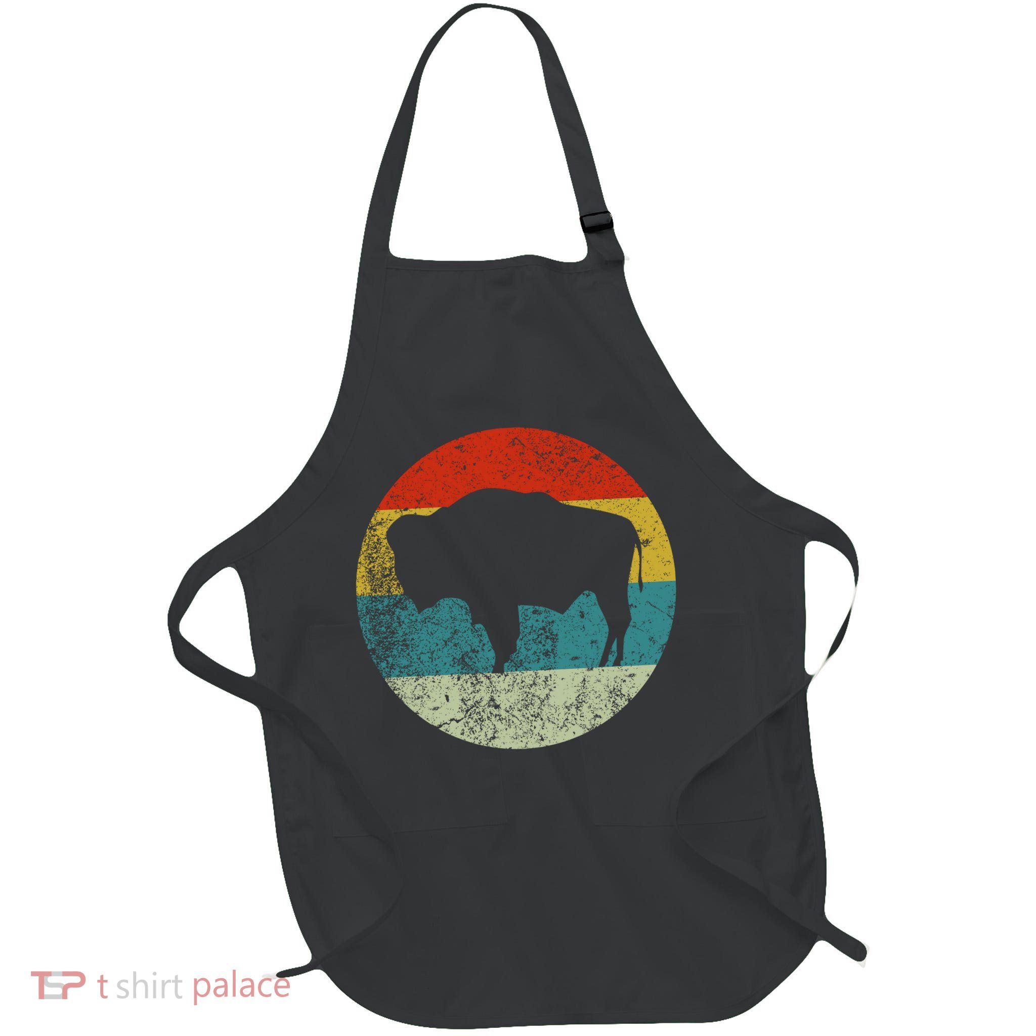 Retro Vintage Bison Full-Length Apron With Pockets