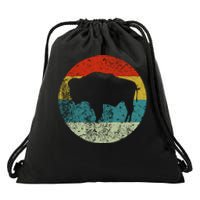 Retro Vintage Bison Drawstring Bag