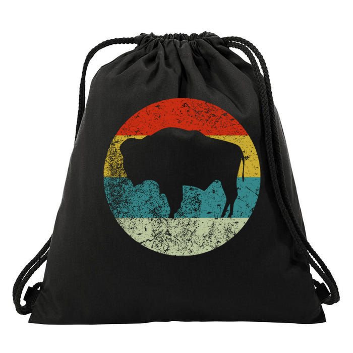 Retro Vintage Bison Drawstring Bag