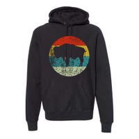 Retro Vintage Bison Premium Hoodie