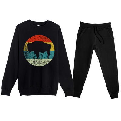 Retro Vintage Bison Premium Crewneck Sweatsuit Set