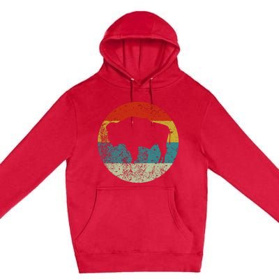 Retro Vintage Bison Premium Pullover Hoodie