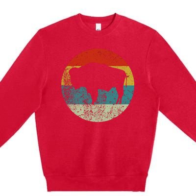 Retro Vintage Bison Premium Crewneck Sweatshirt