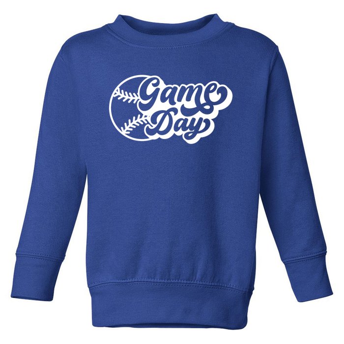 Retro Vintage Baseball Game Day Vibes Baseball Mom Game Day Gift Toddler Sweatshirt