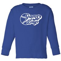 Retro Vintage Baseball Game Day Vibes Baseball Mom Game Day Gift Toddler Long Sleeve Shirt