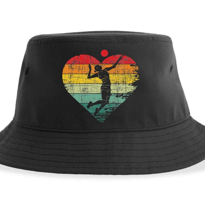 Retro Vintage Beach Volleyball Girl Sports Lover Spiker Sustainable Bucket Hat