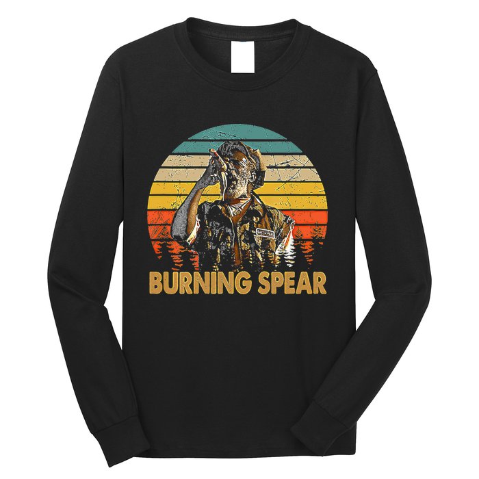 Retro Vintage Burning Art Spear Music Jamaican Singers Long Sleeve Shirt