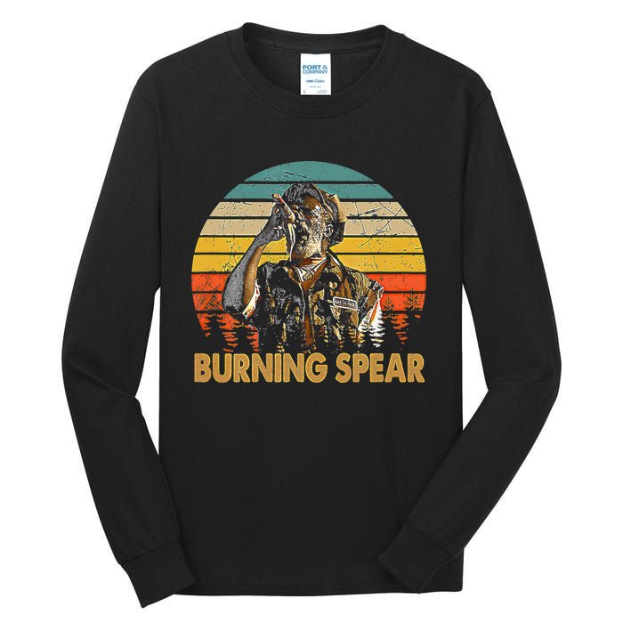 Retro Vintage Burning Art Spear Music Jamaican Singers Tall Long Sleeve T-Shirt