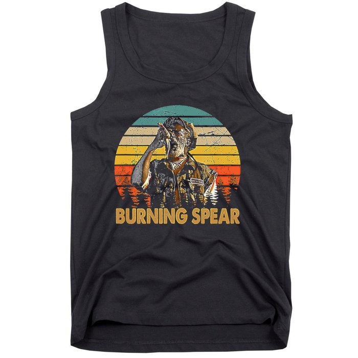 Retro Vintage Burning Art Spear Music Jamaican Singers Tank Top