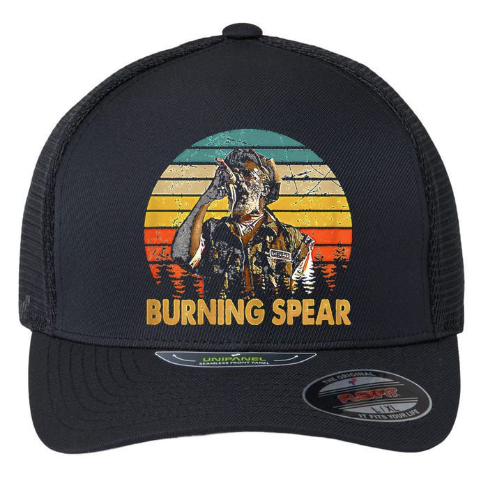 Retro Vintage Burning Art Spear Music Jamaican Singers Flexfit Unipanel Trucker Cap