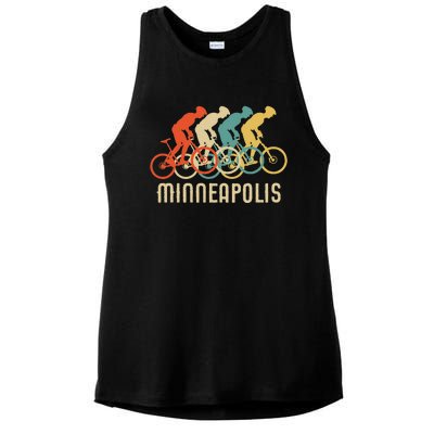 Retro Vintage Bike Minneapolis Minnesota Ladies PosiCharge Tri-Blend Wicking Tank